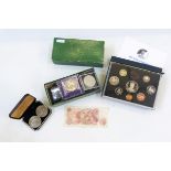 1989 Bailiwick of Guernsey proof set 1p to £2, a 1988 Royal Mint uncirculated set, a 1999 'Last