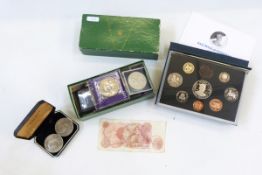 1989 Bailiwick of Guernsey proof set 1p to £2, a 1988 Royal Mint uncirculated set, a 1999 'Last