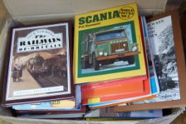 Box of books on fire engines, transport, etc.