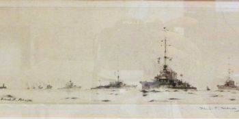 After Frank H Mason (1875-1965) Two etchings "Destroyers in Conway", circa 1939,