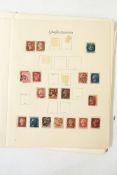 Album and contents of GB stamps on leaves including 2s blue SG118, 8d orange 156, 1s SG196, 2s 6d