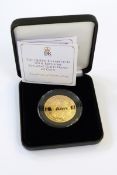 Jubilee Mint Queen Elizabeth II 90th birthday 22ct gold proof £2 coin, 32mm diameter and weighing