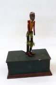 Perry & Co painted wooden automaton 'Negro' dancer with painted wooden base containing movement