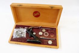 Seitz watchmaker's jewelling press with accessories, cased
