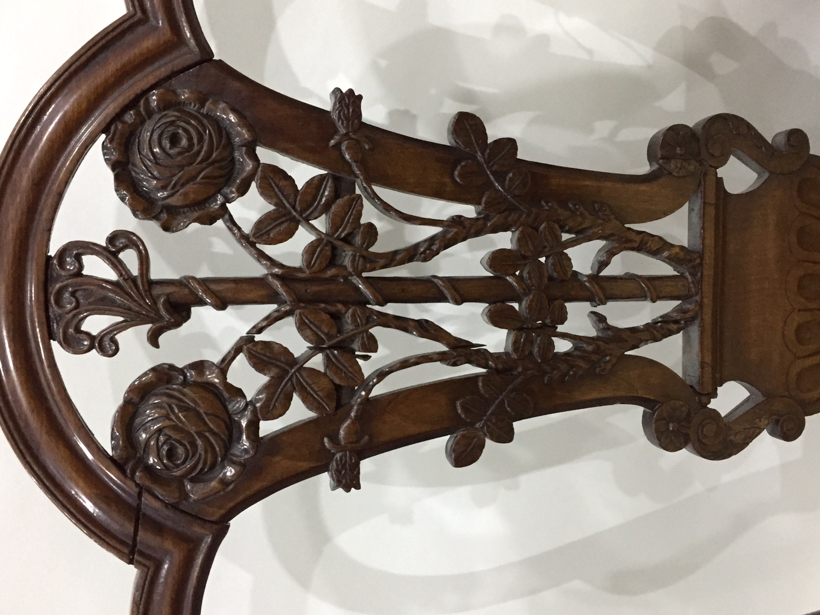 Set of seven 19th century marquetry inlaid mahogany dining chairs having shaped crest rails and - Image 3 of 3