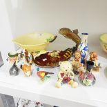Beswick model of a trout, two Hummel figures, a West German fish pepperette,