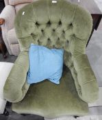 Victorian button upholstered armchair on turned supports
