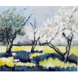 Piet van Ost (Belgium 20th century) Oil on canvas Sheep in an orchard, signed lower left, 44.