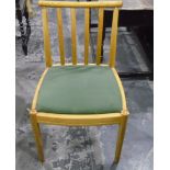 Set of six Ercol ash slat and bar back dining chairs design no.