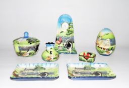 Collection of Old Tuptonware 'Farmyard' pattern china to include a mantel clock, trinket pots,