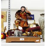 Early 20th century Japanese Samurai warrior doll in full traditional costume with kabuto, katanas,