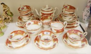Foley Bone China "Montrose" pattern part tea service comprising teapot, 11 teacups and saucers,