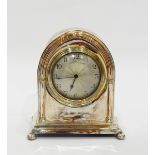 Edwardian mantel clock, the circular dial with engine-turned decoration and Arabic numerals,