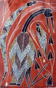 Festo Maralngurra (Aboriginal artist) Earth pigments on paper "Jabiru, Namankorl and Ngalyod",