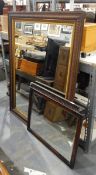 Large rectangular wooden-framed mirror, 105cm x 131cm and another,