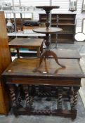 Victorian carved oak rectangular-top side table with floral lunette carved border, dentil frieze,