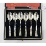 Set of six mid 20th century silver coffee spoons, Sheffield 1945, makers Cooper Brothers & Sons Ltd,