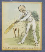 Cartoon after Frank Reynolds of cricket,