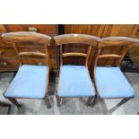 Set of William IV mahogany bar-back dining chairs with plain horizontal splats,