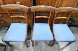 Set of William IV mahogany bar-back dining chairs with plain horizontal splats,