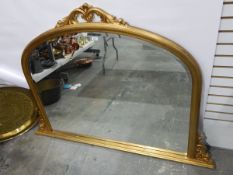 Victorian giltwood framed bevelled plate overmantel mirror with ornate acanthus scroll leaf