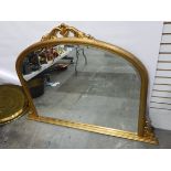 Victorian giltwood framed bevelled plate overmantel mirror with ornate acanthus scroll leaf