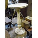 Mahogany circular occasional table on tripod support and a lightwood circular jardiniere stand (2)
