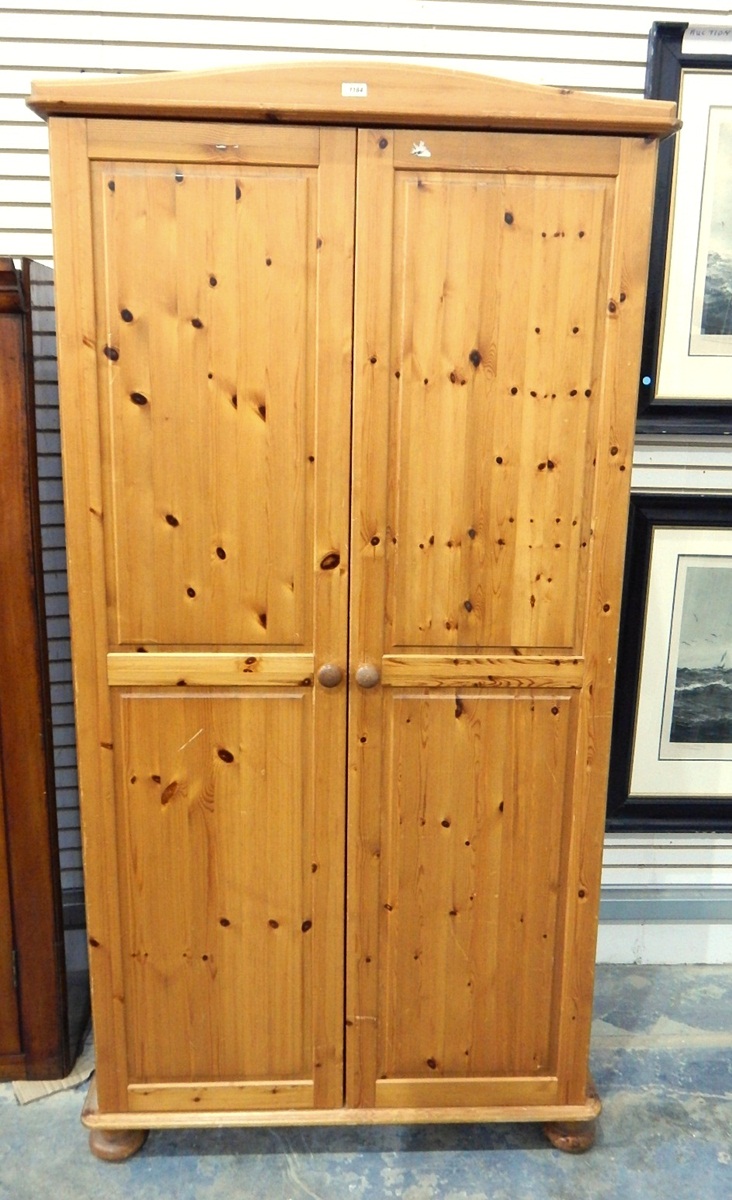 Pine two-door wardrobe,