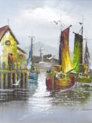 Quantity of pictures and prints including watercolour drawing of fishing boats on shore (1 box)