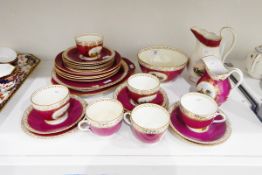 Victorian part tea service, purple ground,