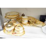 Royal Devon dressing table set, the yellow ground decorated with flowers, a silver-plated sifter,