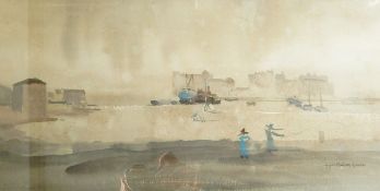 Sybil Mullen Glover (British 1908-1995) Watercolour drawing Harbour scene, signed lower right, 27.