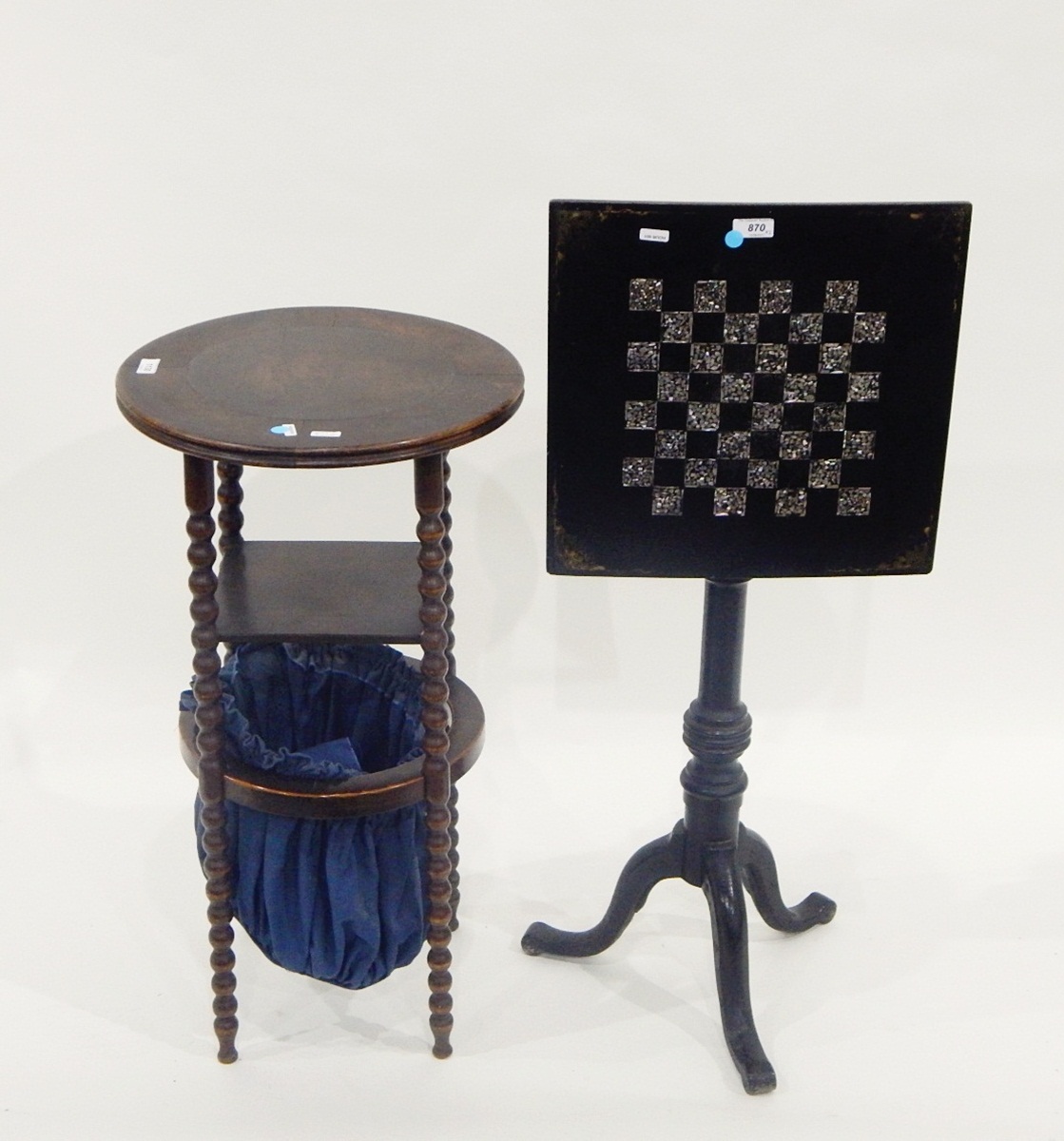 Victorian lacquered tilt-top games table,