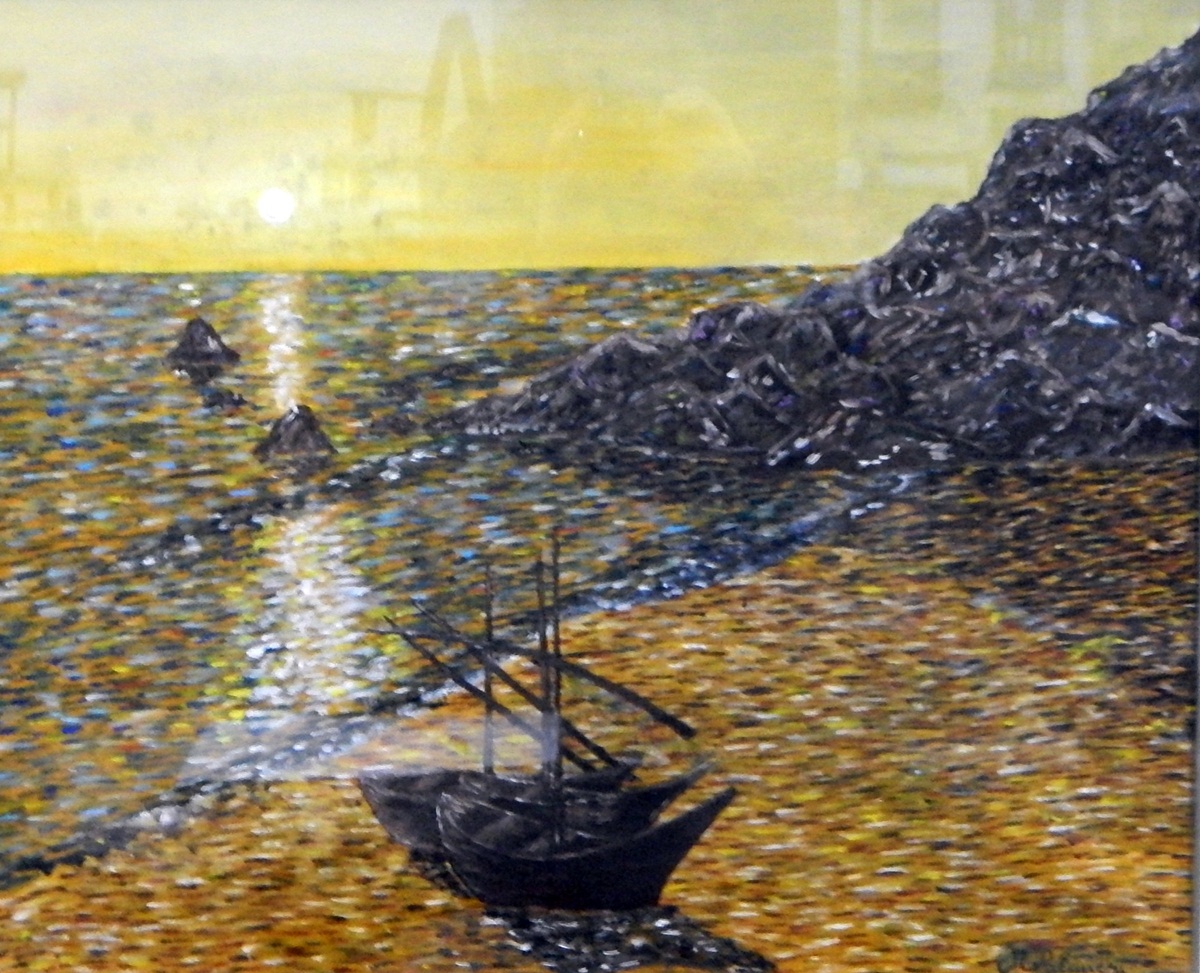 Unattributed (early 20th century school) Oil on canvas Fishing boats on beach in dappled evening