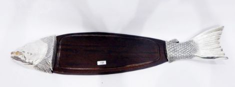 EPNS mounted hardwood fish serving board,