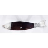 EPNS mounted hardwood fish serving board,