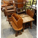 Sets of Arts & Crafts style oak furniture comprising four stools,