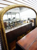 Large Victorian overmantel mirror in a moulded gilt frame,