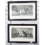After T Webster Pair of 19th century black and white engravings Victorian school children "The