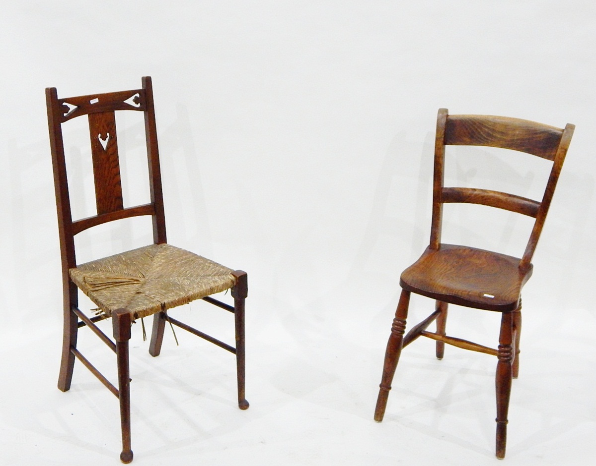 Pair of Arts & Crafts-style rush seated standard chairs (2)