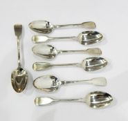 Set of seven Georgian silver tablespoons, London 1825, maker's mark 'WC', Old English pattern, 15.