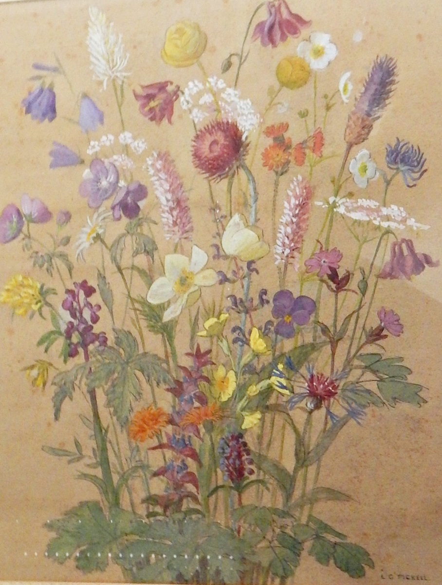 L G Tickell (20th century school) Watercolour drawing Floral study, signed lower right, 43.