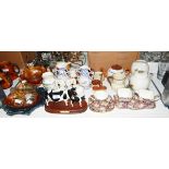 Assorted ceramics including a pair of Staffordshire-style dogs, Minton vase,