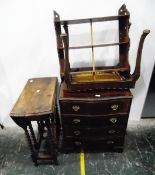 Reproduction mahogany serpentine-fronted four-drawer chest on bracket feet,