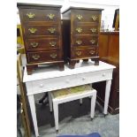 Pair of mahogany small chests of drawers of four drawers, raised on bracket feet, 37cm,