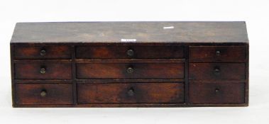 18th century chest of nine shallow drawers,