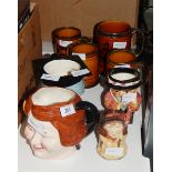 Four Masons character jugs and four MacMillan & Co 'Scenes from Coaching Days' tankards