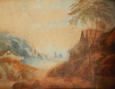 19th century school Pair of watercolour drawings Continental landscape scenes, unsigned, 12.