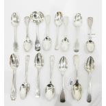 Quantity of assorted Victorian tablespoons and a ladle, 22oz total approx.