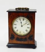 Early to mid 20th century mantel clock, the circular painted dial with Roman numerals,